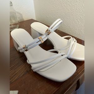 White, chunky heeled sandals from Shein
